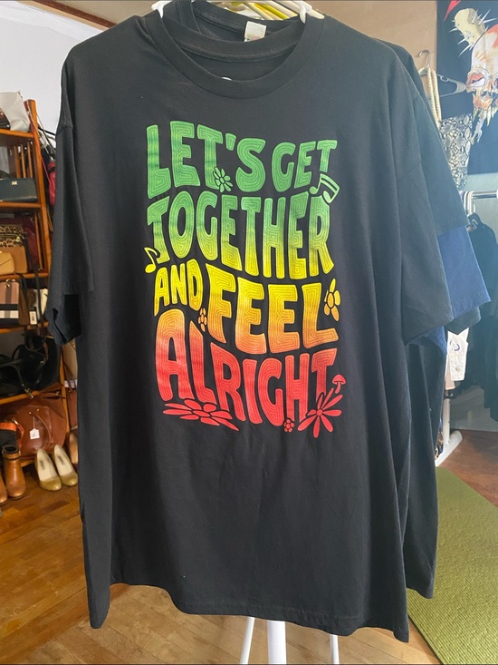 Dom Other - Bob Marley LET'S GET TOGETHER AND FEEL ALRIGHT Black Graphic Tee